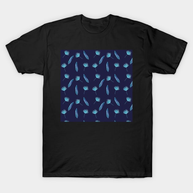 Elegant Tropical Pattern with an indigo background T-Shirt by Sandraartist